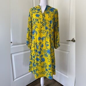 Cabi yellow and blue floral print dress, size small. As good as new.​​​​…​​​​